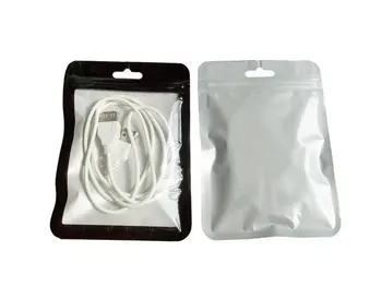 100ks 10.5 cm*15 cm jasné Biele Plastové Čierne Zarámované Jasné, Predný Zips Retail Balení taška ,Zip Lock Zavesiť Otvor package tašky