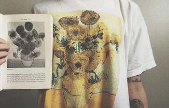 Fashionshow-JF Van Gogh Slnečnice Maľovanie Dámske Tričká Vincent Van Gogh Maľovanie Grafické Tees Ženy Estetické Ženy Tričko