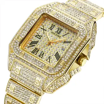 HIP HOP Muži Hodinky, Luxusné Značky Diamond Ľadový Sa Pozerať Mužov Zlato Kalendár Muž Quartz Hodinky relogio masculino reloj hombre