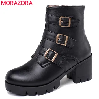 MORAZORA 2020 nový príchod ženy, členkové topánky prackou zips jeseň zima vysoké podpätky, topánky na platforme módne členkové topánky dámske