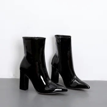 Móda Zlato, Striebro Lakovanej Kože Ženy, Členkové Topánky Ukázal Prst Vysokom Podpätku Topánky Sexy Stiletto Ženy Čerpadlá Chelsea Boots 2019