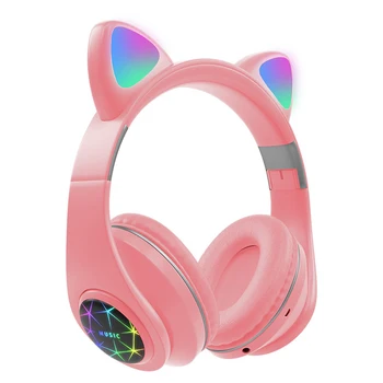 New Cute Cat Bluetooth 5.0 Slúchadlá Bezdrôtové Hifi Hudbu Stereo Bass Slúchadlá, LED Svetlo, Mobilné Telefóny Dievča, Dcéra Headset