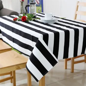 Obrus Klasickej Čiernej a bielej pruhované reštaurácii svadobné domáce dekorácie Piknik mat na stole kolo pre priateľa darček