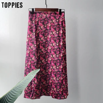 Toppies 2020 letný kvetinový tlač sukne dámske midi sukne elastický pás dámy faldas streetwear