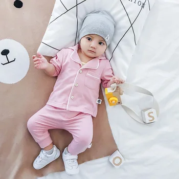 0-12M Dieťa Sleepwear Novorodenca Batoľa Chlapec Dievča Farbou Pyžamo Nastaviť Bavlna Sleepwear Odev Ležérne Oblečenie Oblečenie, Domáce oblečenie