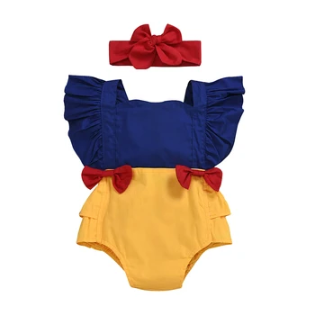 0-24M, Baby, Dievčatá v Lete Jumpsuit Snow White Dieťa Dievča Oblečenie Bowknot Romper bez Rukávov Backless Jumpsuit Oblečenie Lete roku 2020
