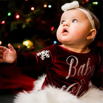 0-24M Baby Girl Batoľa Vianočné Vyhovovali Snowflake Tlače O-Krk Dlhý Rukáv Remienky + Plyšové Krátke Sukne Luk 3KS Zimné Oblečenie
