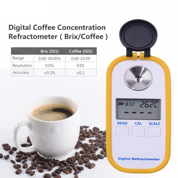0-30% Brix Kávu, Cukor TDS Meter 0-25% Koncentrácia Refraktometer Digitálne Prenosné Elektronické Refraktometer