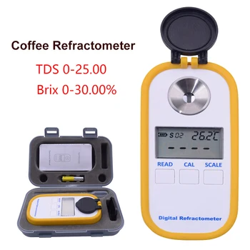 0-30% Brix Kávu, Cukor TDS Meter 0-25% Koncentrácia Refraktometer Digitálne Prenosné Elektronické Refraktometer