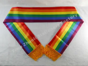 0 Factory Dodávok Zásob Šatku Tlač Satin Rainbow Pruhy Gay Pride LGBT Dekorácie Vlajka Šatku 120X12CM Šatky