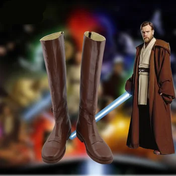 1:1 Star Wars Obi-Wan Kenobi Cosplay topánky Obi Wan Úlohu Hrať Dlhé hnedé Topánky kostýmy veľké veľkosť