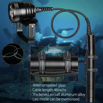 1.2 M / 2 M Dĺžka Riadok pod vodou 150m 3000lm Magnetický Spínač 3x XM-L2 LED Potápačská Baterka Pochodeň pre Potápanie / Fotografické