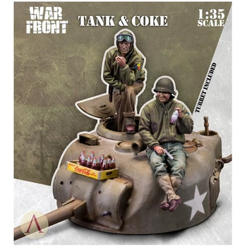 1/35, TANK & KOKS, 2 ľudia a nádrže, Obsahujúce cola, Živice Model Vojak GK, Svetovej Vojny, Nezmontované a nevyfarbené auta