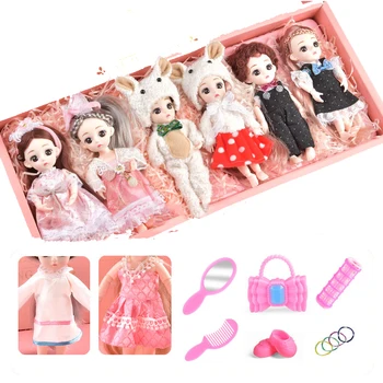 1 Box 6pcs/set 16 cm 13 Hnuteľného Spájané Bábiky Hračky Mini Baby Doll DIY make-up ob11 bjd Bábiky, Hračky pre Dievčatá Darček s Box