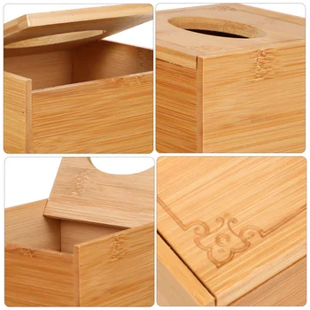1 Ks Vhodné Obrúsok Držiteľ Tkaniva Box Tvorivé Bambusové Drevo Tkaniva Box )