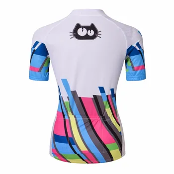 1 kus Cyklistické Oblečenie pro Team MTB Cyklistické Tričko, šortky spp rameno teplejšie Rýchle Suché Mačka, Biely ŽENY Lete na Bicykli Jersey
