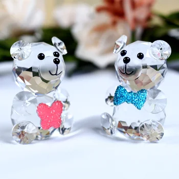 1 Kus Roztomilý Medveď Crystal Figúrka S V Tvare Srdca Ornament Sklo Zvierat Miniatúrne Milujú Romantické Darčeky Domáce Dekorácie