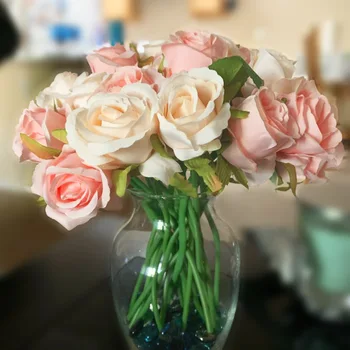1 Kytice DIY Umelé Kvety Ruže Kvet Kytice Hodváb Ruže Kvet Svadobné Zdvorilosti Pre Domov, Záhradu Svadobné Party Dekorácie