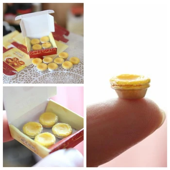 1 Nastavte Miniatúrne Jedlo 1:12 Vajec Koláč s Box pre Blyth Doll house Kuchyňa Hračky, Hračky pre Deti,