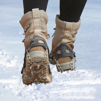 1 pár 19 zuby vonkajšie lezenie, lezenie na ľade tvrdého dreva sal lesa ľad sneh z nehrdzavejúcej ocele non-slip obuvi zahŕňa Silikónové vonkajšie zariadenia