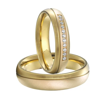 1 pár klasické aliancie snubné prstene nastaviť 18k žlté zlato á titánu šperky manželstva pár krúžok pre mužov a ženy