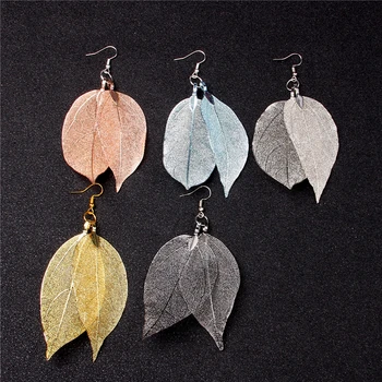1 Pár Leaf Náušnice Pre Ženy Módne Šperky Muti-farba Prírodný Duté Listy Visieť Earings Pre Ženy vo Wending Strany Šperky