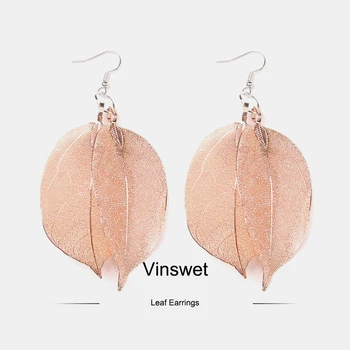 1 Pár Leaf Náušnice Pre Ženy Módne Šperky Muti-farba Prírodný Duté Listy Visieť Earings Pre Ženy vo Wending Strany Šperky