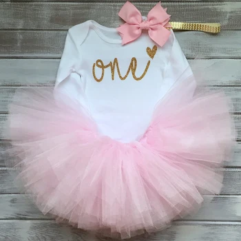 1 Rok Roztomilé Ružové Prvé Narodeniny Baby Girl Dress Kostým Dieťa Lete Princezná Oblečenie Šaty pre Dievčatá, Krstiny Nafúknuté Šaty