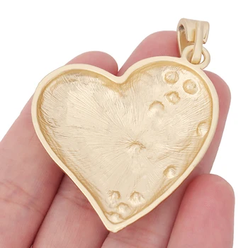 1 x Matné Zlato Veľké Srdce s Krištáľovo Drahokamu Charms Prívesky pre Šperkov Náhrdelník, Takže Príslušenstvo 65x47mm
