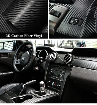 10/20/30/40/50x152CM Black 3D Carbon Fiber Vinylová Fólia Lepidlo 3D Carbon Car Wrap Fólia Pre skrine Vozidla, Nálepky Balenie