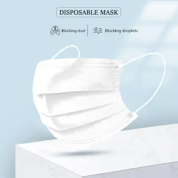 10/50/100ks Jednorazové Maska Biela 3-vrstvový Non Tkané Jednorazové Proti prachu Respirátor Tvár, Ústa Masky Rýchle dodanie