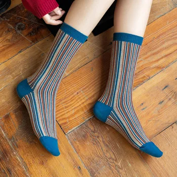 10 ks = 5 párov Ponožky Ženy Trubice 2020 Nový Štýl Jeseň a v Zime Bavlna Retro Prekladané Móda Deň Trend Ponožky ženy