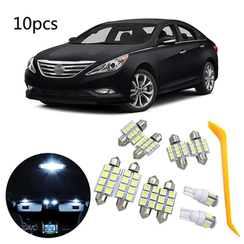 10 Ks Biele Interiérové LED Svetlo Auto Dekoratívne Svetlo, Lampa na Čítanie Auto Príslušenstvo Pre Hyundai Sonata 2011-