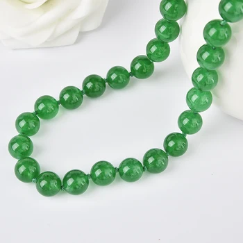 10 mm zelená chalcedony kolo perličiek Uzol Náhrdelník klasické módne darček k narodeninám Žien Náhrdelník