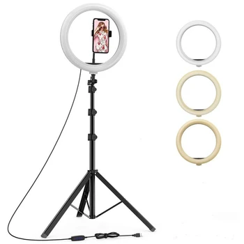 10 palcový Krúžok Svetlo na Fotografické Selfie Krúžok Osvetlenie s 1,5 M Stojanom pre Smartphone Youtube make-up Video Studio