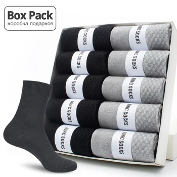 10 Párov / Box Pack Business Mužov Bambusové Ponožky Vysoká Kvalita Nové Klasické Dlhé Ponožky Pre Letné Zimné Pánske Šaty Ponožky, Veľkosť 6-12 NÁS