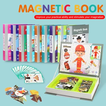 10 Typov 3D Puzzle Detí Inteligentné Magnetické Knihy Skladačka Mozgu Školenie Kreslené Hádanky Vzdelávacie Hračky pre Deti Darček