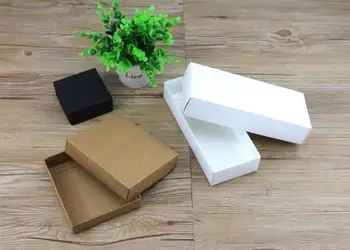 10 veľkostí Kraft black white darčekové balenie box kraft prázdny obal papier darčekové papierové krabice s vekom Darček obal, krabicu