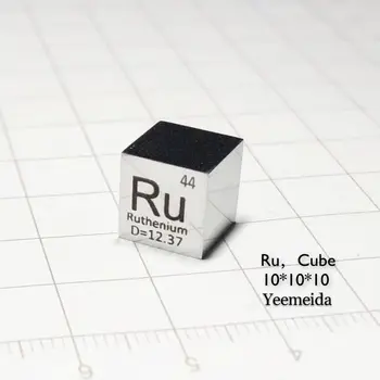10 X 10 X 10 mm 6-Stranný Kartáčovaný Dokončovacie Obojstranné Ryté Kovové Ruténium Kocka Periodickú Tabuľku Prvkov Kocka (RU≥99.9%)