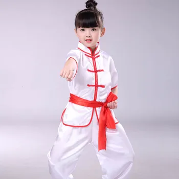 100-180 cm Teem Štádium Hrať Kostýmy 3ks Deti Oblečenie Set Dospelých Mužov Čínskej Kung-Fu Vyhovovali Tai Chi Oblečenie