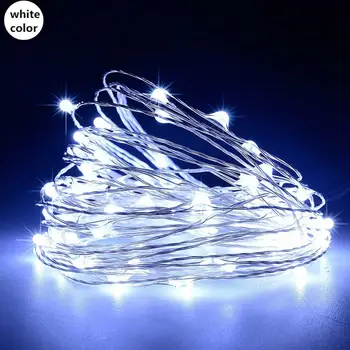 100/200 LED Solárne Medený Drôt String Lampy Vonkajšie Záhradné Dekoračné Svetlo