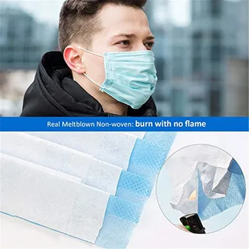 100/400 Ks Jednorazových Masku na Tvár 3-Vrstvové Priedušná & Pohodlné Filter Bezpečnosť Masky, Ochranné Modrá Masky pre Vnútorné a Vonkajšie