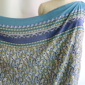 100 cm*140 cm modrá kvetinový české textílie pre šaty šaty mäkké viskózového Paisley vzor