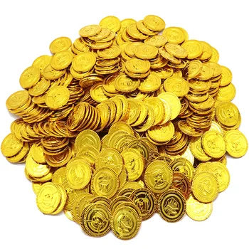 100 ks/set Detí Pirát Poklad Hračky Poklad Poľovníctvo Hry Rekvizity Pirát zlaté Mince strieborné Mince medené Mince hračky
