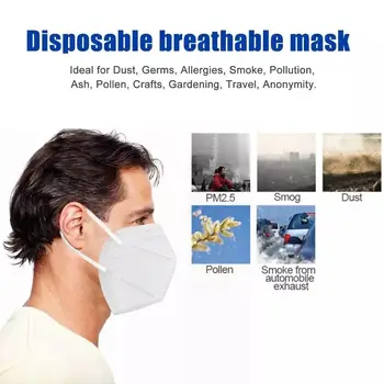 100 Kusov Dospelých KN95 pleťové Masky Prachotesný Anti-fog Priedušná Opakovane Filtrácie Úst Masky 5-Vrstva Úst Utlmiť Kryt maska