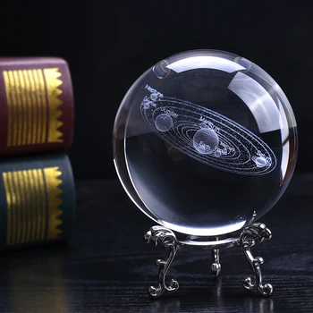 100 mm 3D Solárny Systém Crystal Ball Miniatúrne Laserom Vygravírované Planéty Model Oblasti Darček pre Astrophile Domova Ornament
