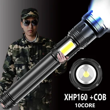 1000000LM XHP160 10 Core Dlhé Vzdialenosti LED Baterka 10000mAH s Bočným KLASU Svetlo USB Nabíjateľné Zoom Baterka Flash Light