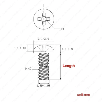 1000pcs/veľa M2(2 mm), A2 Nerez Phillips Pan Vedúci Stroj Skrutky Metrické DIN7985