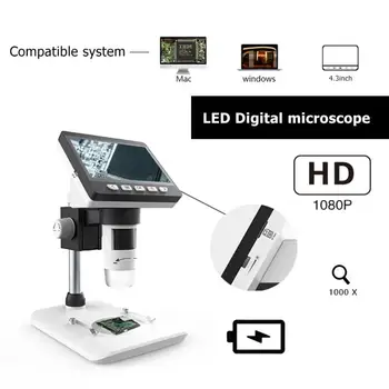 1000X4.3 Palcový Digitálny Mikroskop HD 1080P Elektronické Ploche Spájkovanie LCD zväčšovacie sklo Zväčšiť Sklo Sada Podpora 10 Jazykov