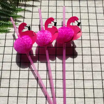 100KS 3D Plameniaky Ružové Jungle Papier Slamky na Pitie Lete bazén Slamy Narodeniny, Svadobné Dekorácie Dospelých Flamingo Slamky